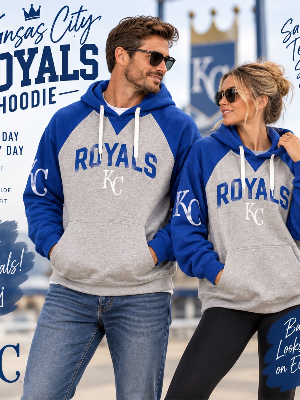 Kansas City Royals Blue and Gray Pullover Hoodie